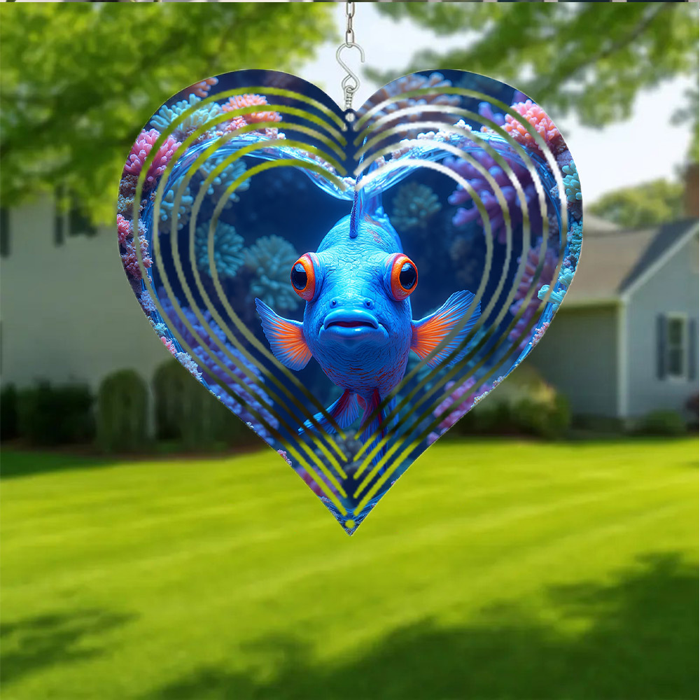 Aquarium Marine Blue - Campanella a vento 2D piatta, 1